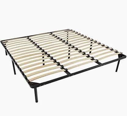 Carbon Steel Metal Bed Frame With Slats , Simple Double Mattress Frame Bedstead