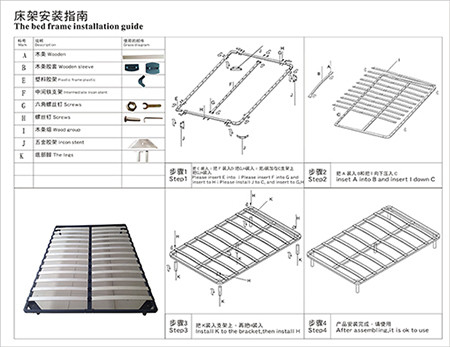 Twin Size Metal Slatted Bed Base For Home / Hotel Mattress Easy Assemble