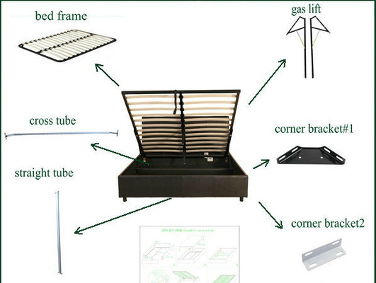 Hydraulic Metal Bed Frame Accessories , Gas Lifting Mechansim for Bed Framework