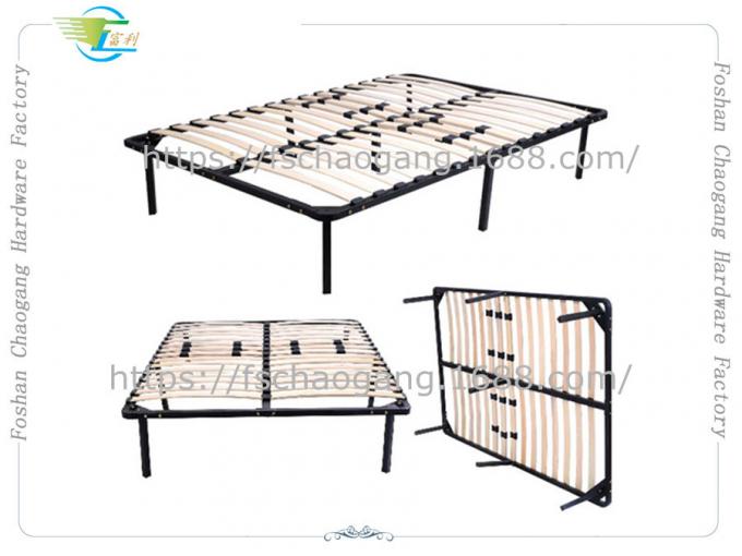 High Strengthen Metal Bed Frame With Wooden Slats Detachable Style